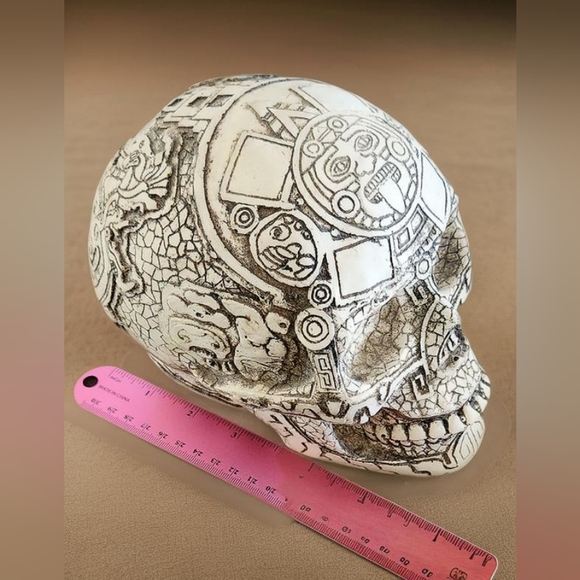 Mesoamerican Maya Aztec God's Skull Figurine 8" Long - Picture 2 of 13